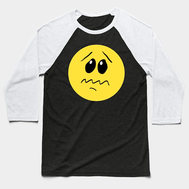 Anxiety Smiley Baseball T-Shirt by Eric03091978